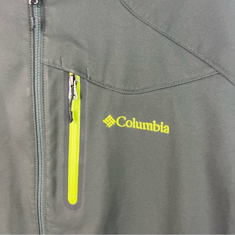 Columbia jacket zip up coat Men's Gray Jacket with Yellow Accents - Picture 3 of 12